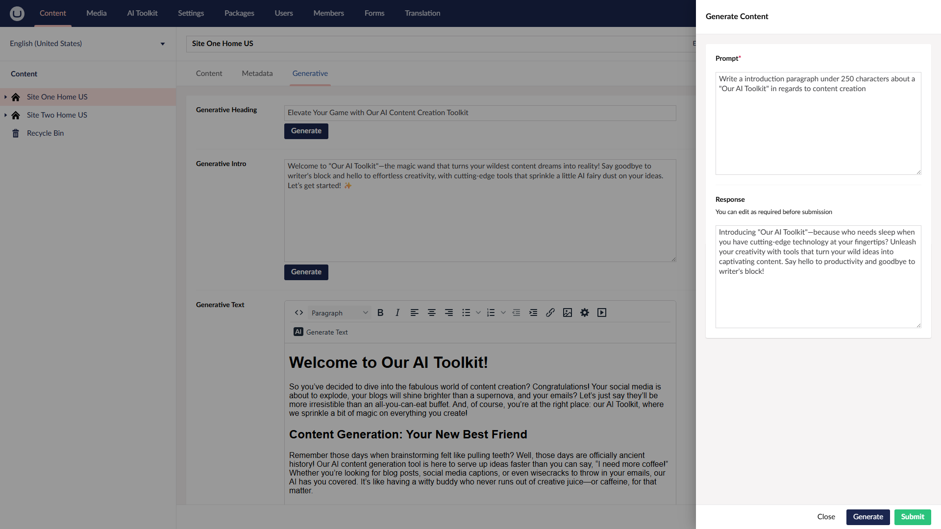 Generate AI Content in Umbraco CMS