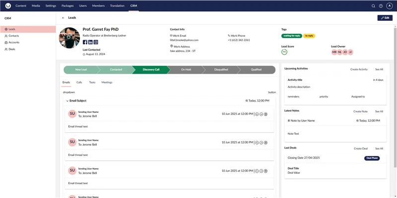 Umbraco CRM Dashboard
