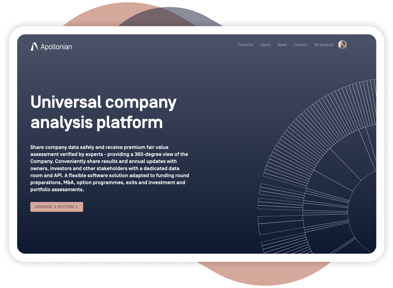 Apollonian Valutaions Portal mockup