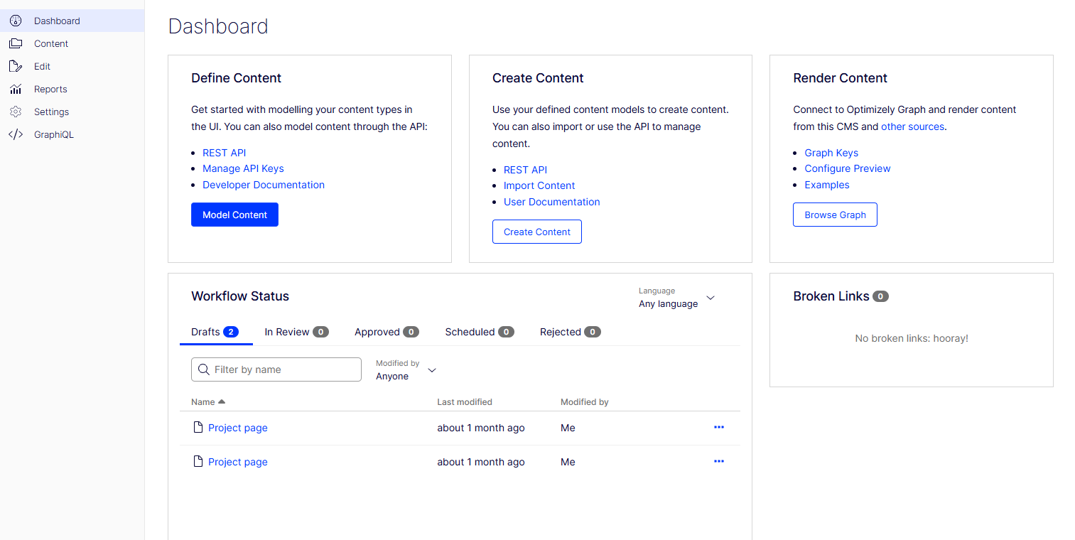 Optimizely CMS Dashboard | Growcreate
