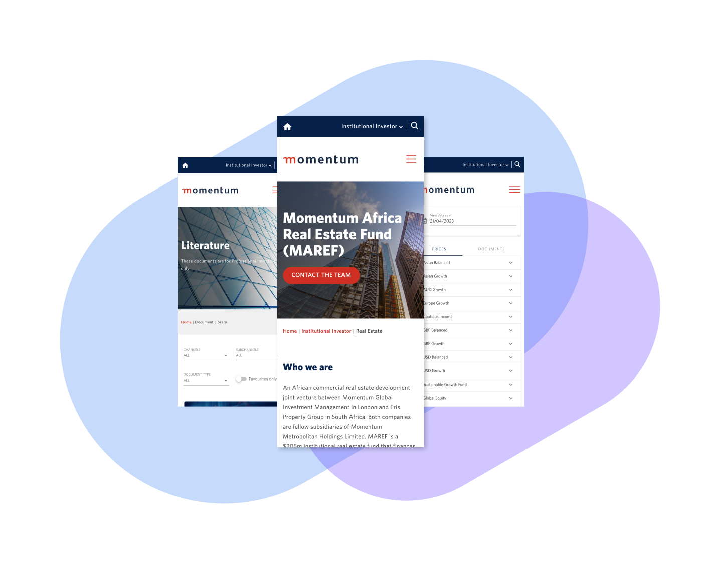 Momentum mobile website image