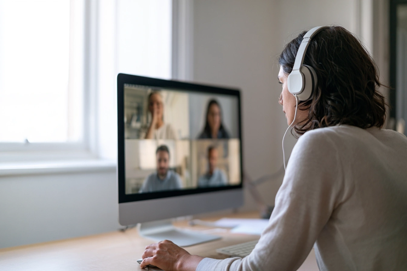 Woman Desk Online Meeting