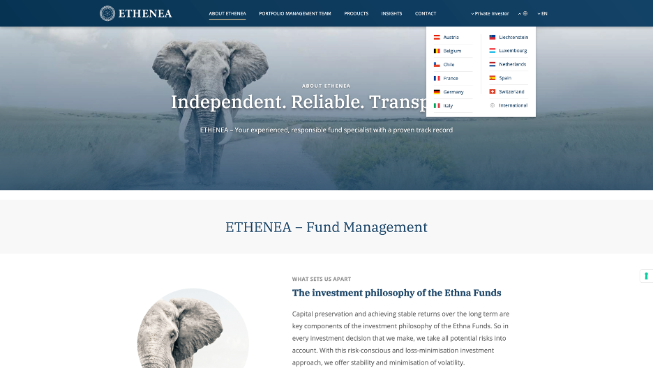 Ethenea website screenshot