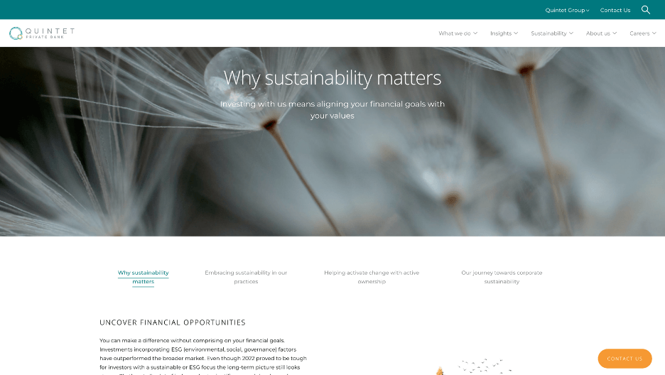 Quintet website screenshot