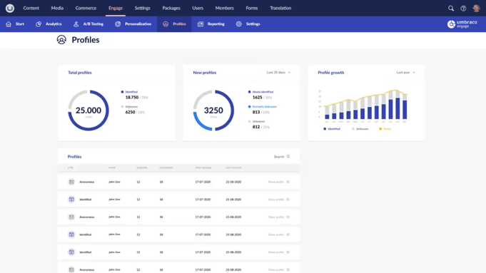 Umbraco Engage Profile Overview - Growcreate